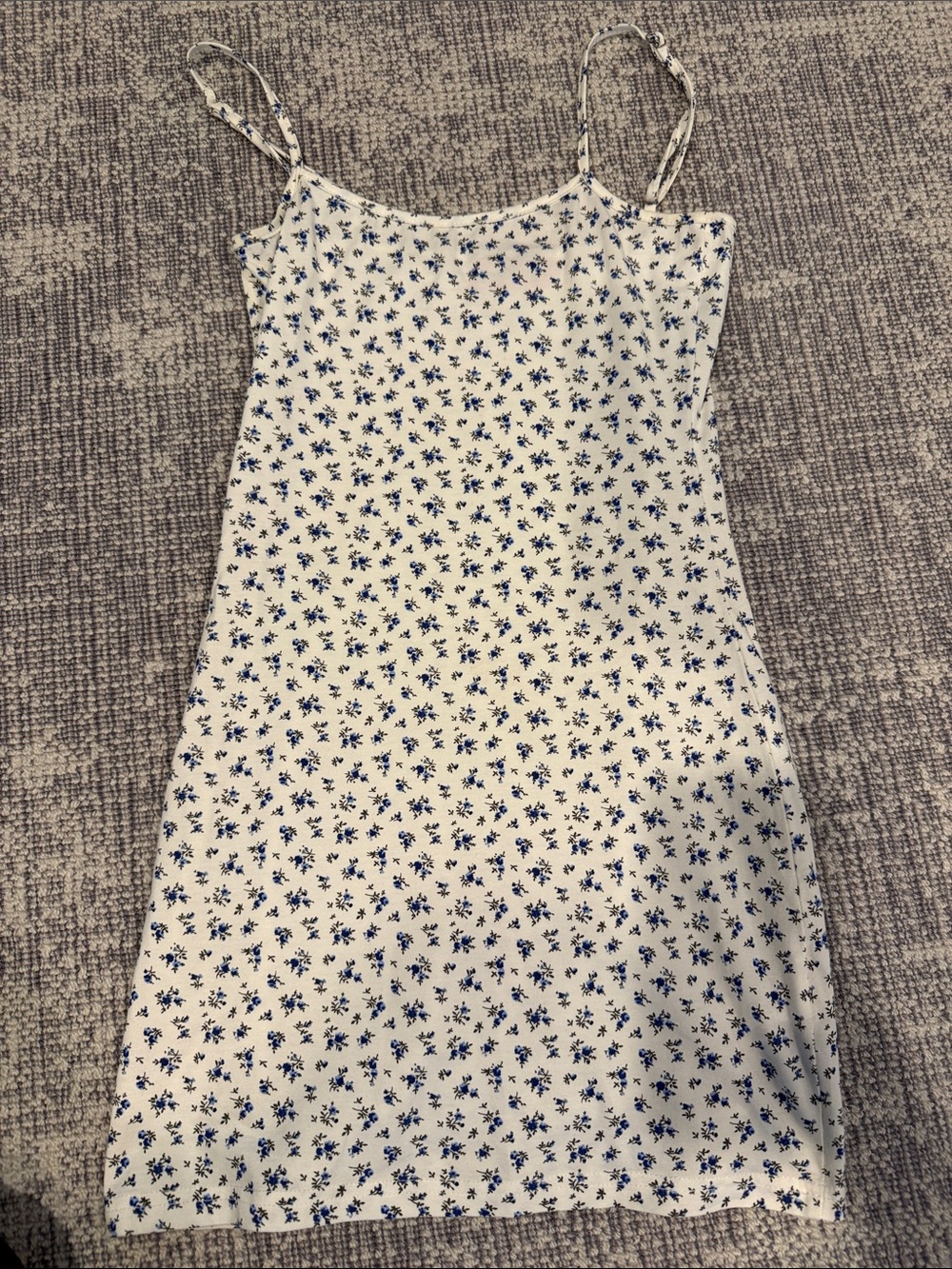 Edikted White Mini Slip Dress with Blue Floral Print